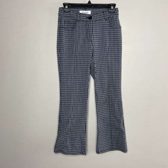 DEREK LAM 10 Crosby Pants Womens 0 Gingham Flare Trousers Blue Mid Rise Crop - Picture 3 of 10